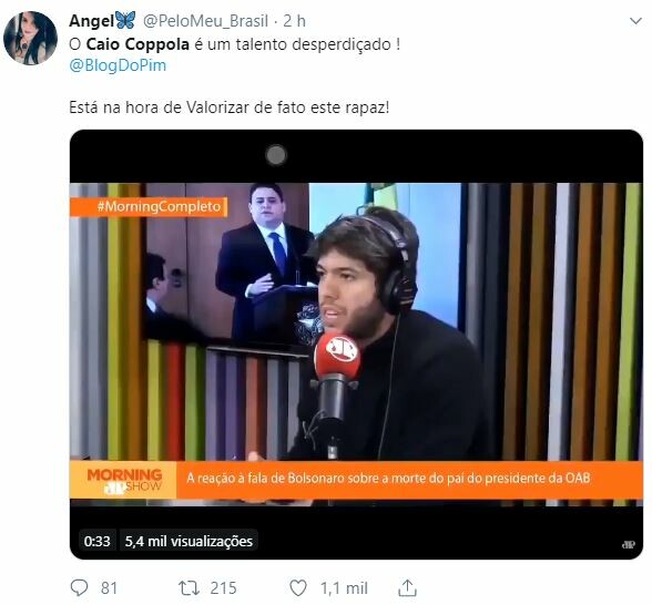 Internautas apoiaram Caio Coppolla após discussão no Morning Show Internautas apoiaram Caio Coppolla após discussão no Morning Show
