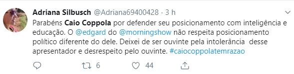 Internautas apoiaram Caio Coppolla após discussão no Morning Show Internautas apoiaram Caio Coppolla após discussão no Morning Show