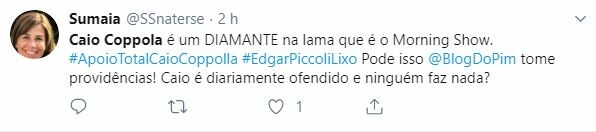 Internautas apoiaram Caio Coppolla após discussão no Morning Show Internautas apoiaram Caio Coppolla após discussão no Morning Show