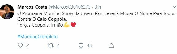Internautas apoiaram Caio Coppolla após discussão no Morning Show Internautas apoiaram Caio Coppolla após discussão no Morning Show