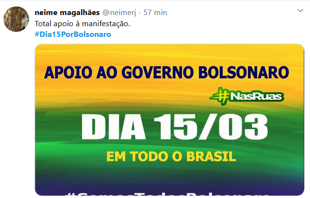 Apoiadores chamam povo a ir ao protesto no #Dia15PorBolsonaro