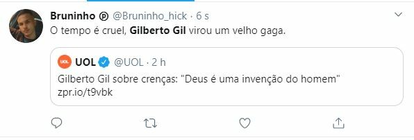 Internautas criticaram fala de Gilberto Gil Internautas criticaram fala de Gilberto Gil