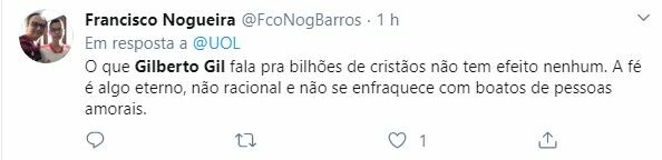 Internautas criticaram fala de Gilberto Gil Internautas criticaram fala de Gilberto Gil