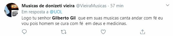 Internautas criticaram fala de Gilberto Gil Internautas criticaram fala de Gilberto Gil