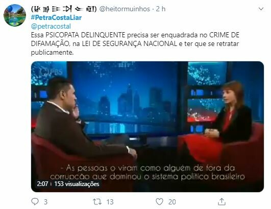 Internautas repudiaram ataques da cineasta a Bolsonaro Internautas repudiaram ataques da cineasta a Bolsonaro