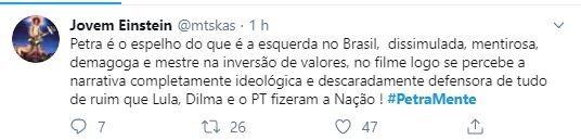 Internautas repudiaram ataques da cineasta a Bolsonaro Internautas repudiaram ataques da cineasta a Bolsonaro