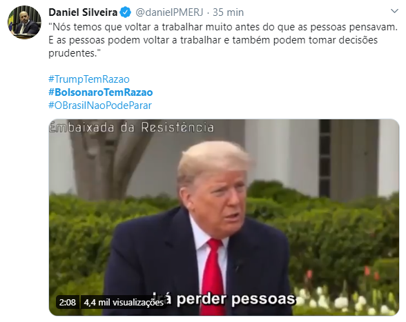 Usuários de redes sociais dão apoio ao presidente Jair Bolsonaro Usuários de redes sociais dão apoio ao presidente Jair Bolsonaro