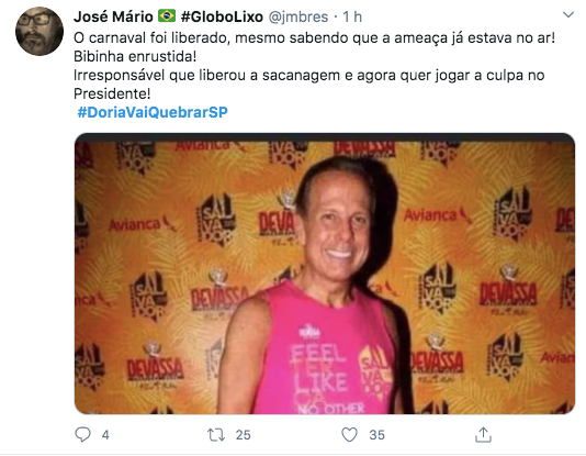 Usuários de rede social defendem que #DoriaVaiQuebrarSP Usuários de rede social defendem que #DoriaVaiQuebrarSP
