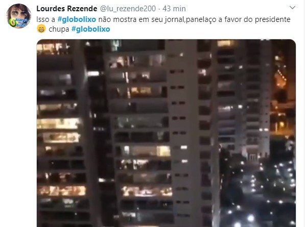 Internautas criticaram a Globo por diminuir espaço das manifestações favoráveis ao presidente