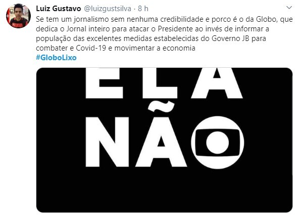 Internautas criticaram a Globo por diminuir espaço das manifestações favoráveis ao presidente