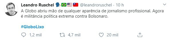 Internautas criticaram a Globo por diminuir espaço das manifestações favoráveis ao presidente