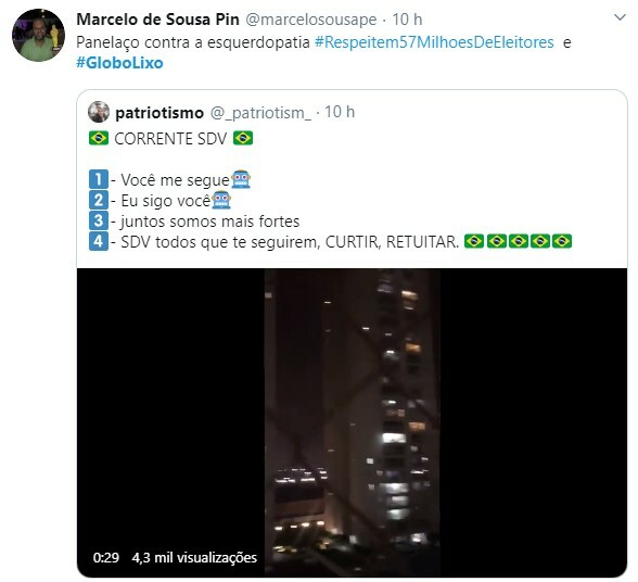 Internautas criticaram a Globo por diminuir espaço das manifestações favoráveis ao presidente