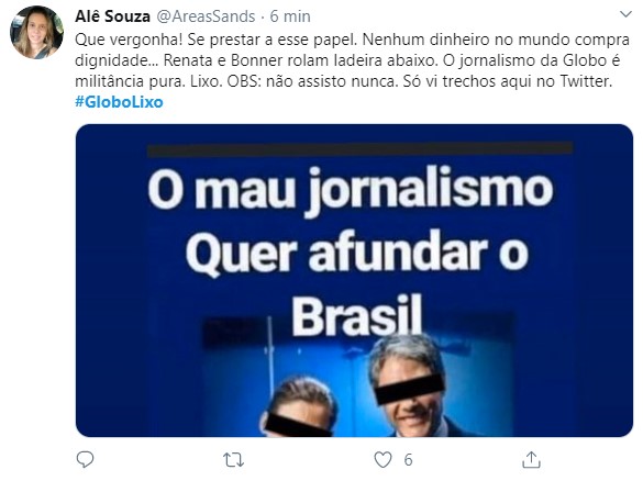 Internautas criticaram a Globo por diminuir espaço das manifestações favoráveis ao presidente