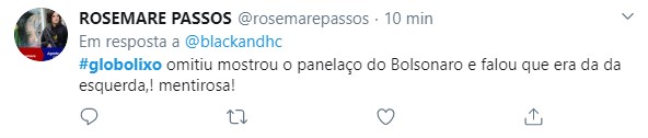 Internautas criticaram a Globo por diminuir espaço das manifestações favoráveis ao presidente