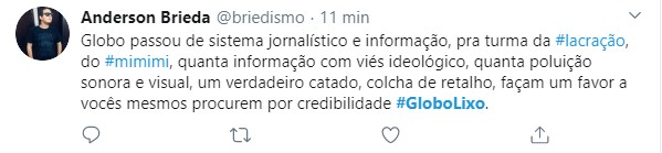 Internautas criticaram a Globo por diminuir espaço das manifestações favoráveis ao presidente