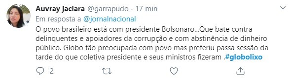 Internautas criticaram a Globo por diminuir espaço das manifestações favoráveis ao presidente