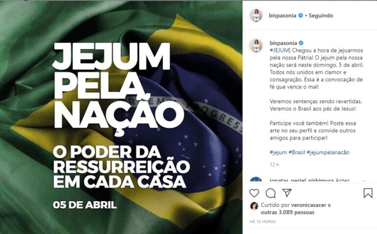 Líderes dão apoio a jejum convocado por Bolsonaro