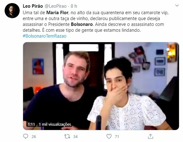 Internautas repudiam discurso de ódio de Maria Flor Internautas repudiam discurso de ódio de Maria Flor