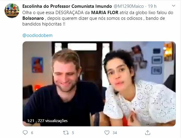 Internautas repudiam discurso de ódio de Maria Flor Internautas repudiam discurso de ódio de Maria Flor