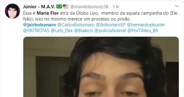 Internautas repudiam discurso de ódio de Maria Flor Internautas repudiam discurso de ódio de Maria Flor