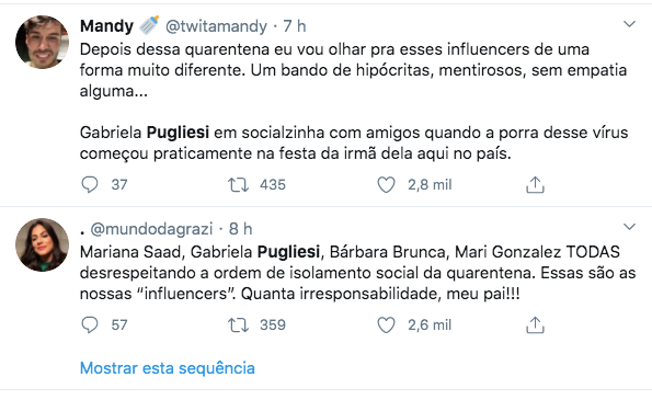 Gabriela Pugliesi foi alvo de críticas porque, apesar de curada da Covid-19, participou de festa durante a quarentena Gabriela Pugliesi foi alvo de críticas porque, apesar de curada da Covid-19, participou de festa durante a quarentena