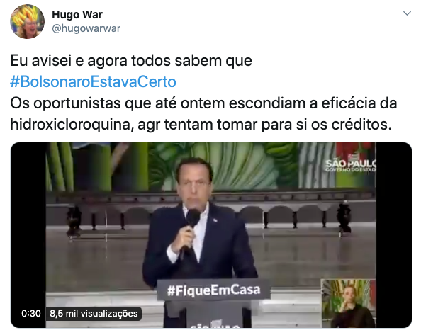 Internautas lembraram que Jair Bolsonaro já havia investido na cloroquina mesmo antes do sucesso do remédio