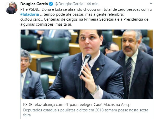 Doria foi duramente criticado após compartilhar publicação de Lula