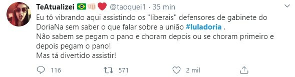 Doria foi duramente criticado após compartilhar publicação de Lula