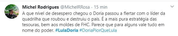 Doria foi duramente criticado após compartilhar publicação de Lula