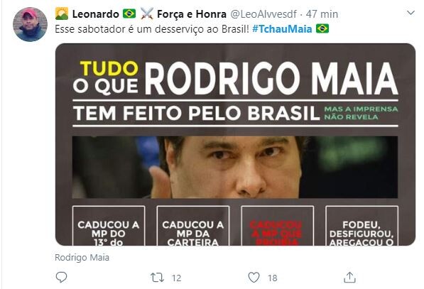 Web declara repúdio a Rodrigo Maia